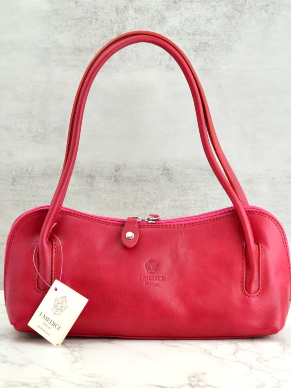 I. Medici Dark Fuchsia Italian Leather Shoulder Bag